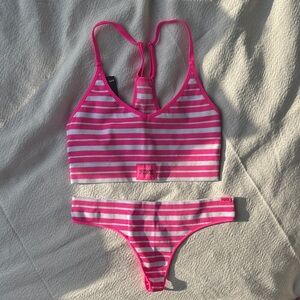 PINK Victoria's Secret Pink and White Striped Bikini